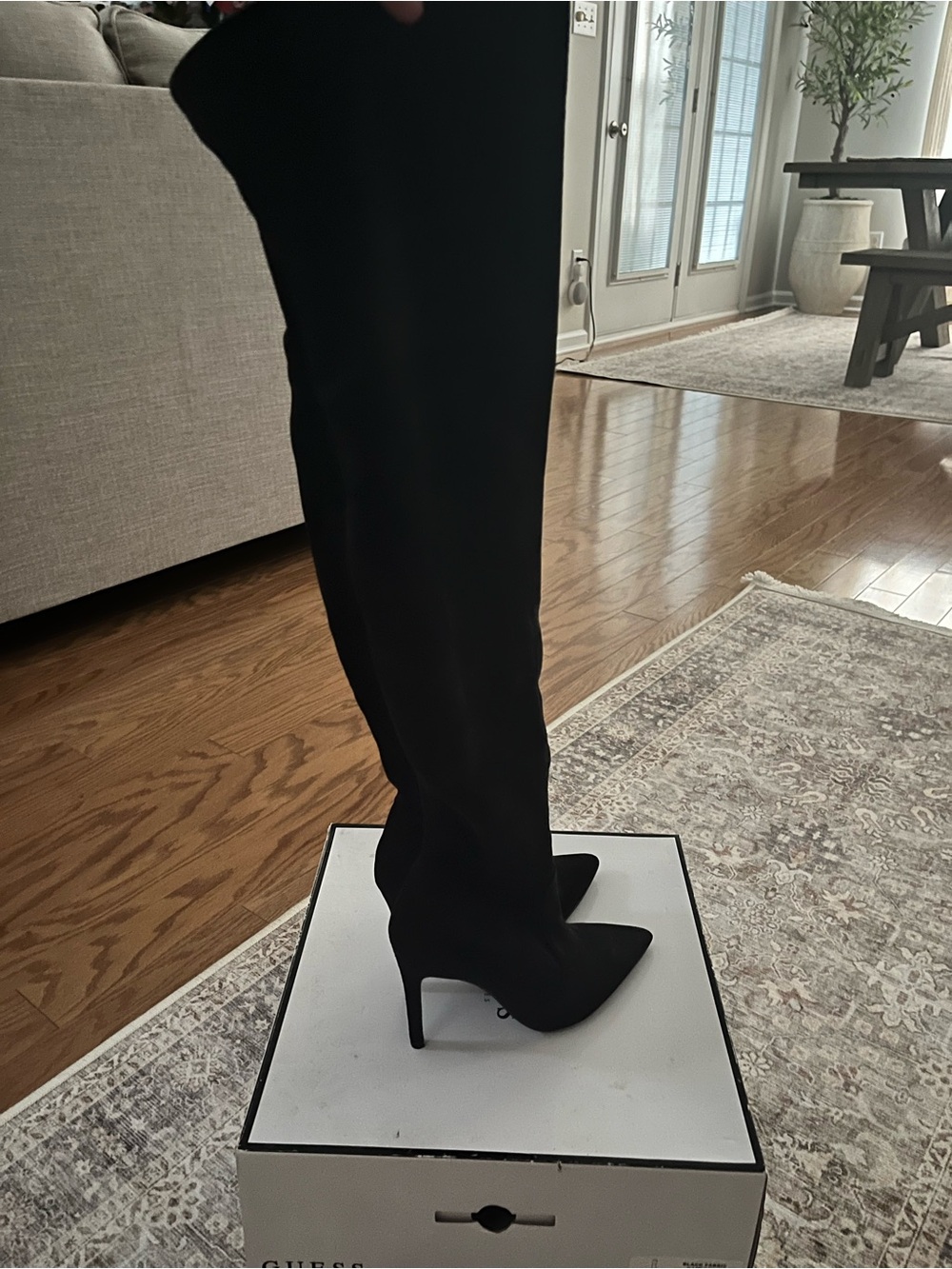Guess Black Over-the-Knee Pointed Toe Stiletto Boots